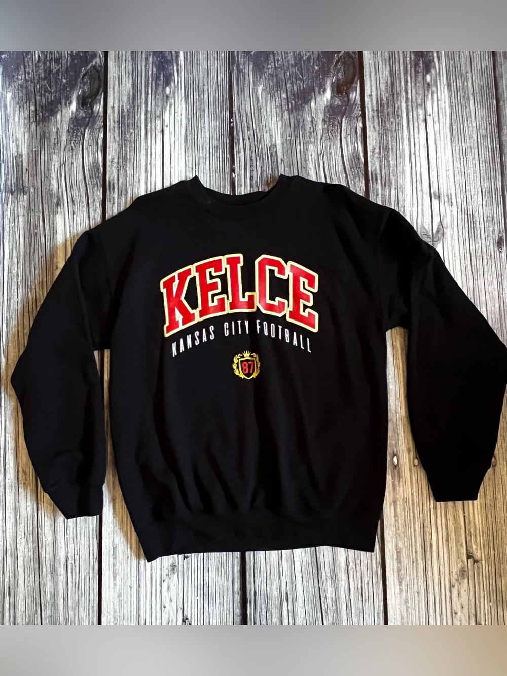 Kansas City Football Black Crewneck Sweater